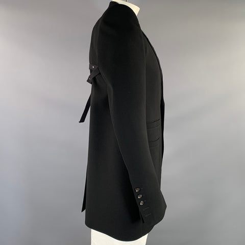 RICK OWENS S/S2020 Size 42 Black Wool & Viscose Blend Peak Lapel Jacket