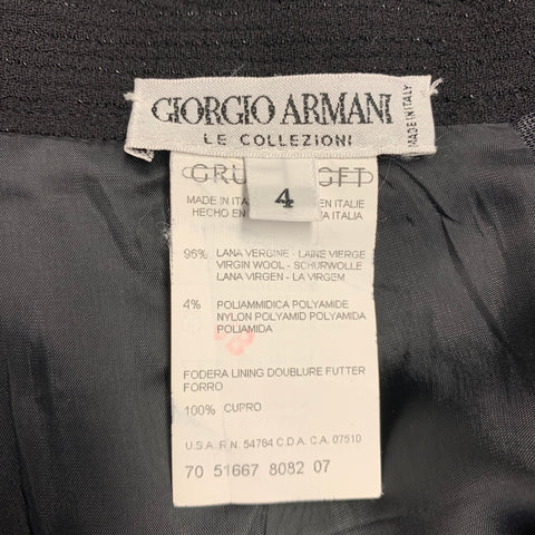 GIORGIO ARMANI Size 4 Black Wool Polyamide Shiny Pencil Skirt