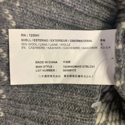 WOOLRICH Taille S Gris Blanc Cardigan Châle Nordique Laine Cachemire