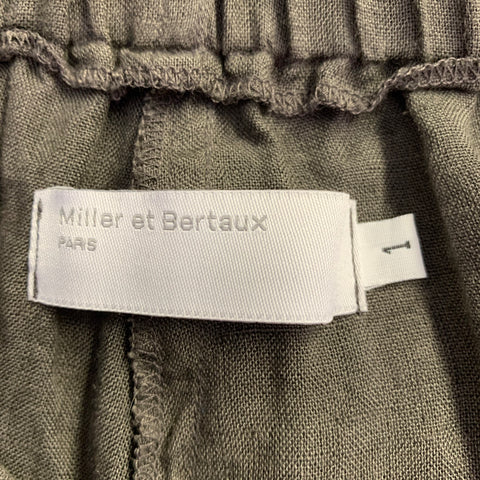 MILLER et BERTAUX Size S Grey Linen Wrinkled Elastic Waistband Casual Pants