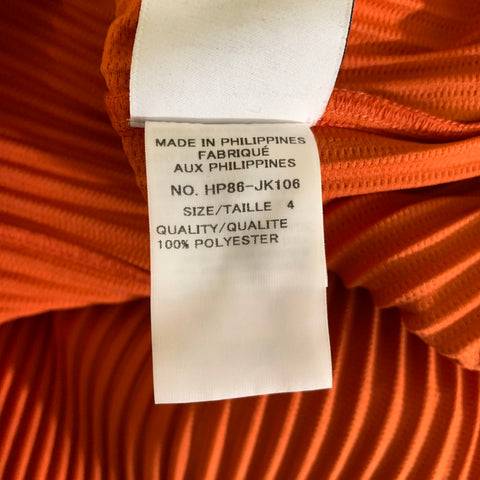 ISSEY MIYAKE Size L Orange Pleated Polyester Hooded Pullover