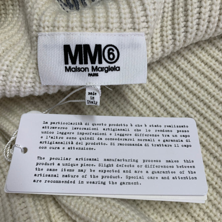 MAISON MARGIELA Size L Cream Grey Two Toned Acrylic Wool Zip Up Sweater