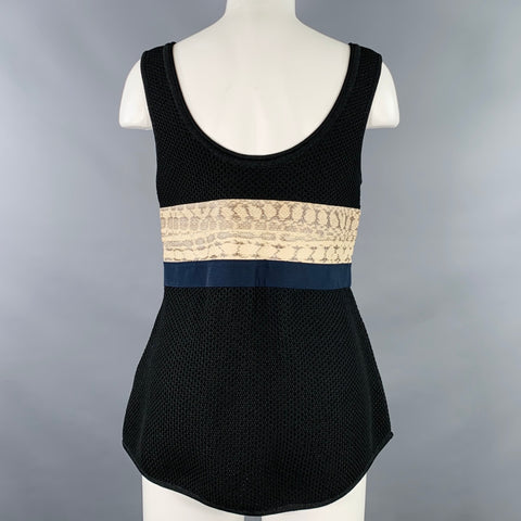 PROENZA SCHOULER Taille M Noir Beige Mélange Polyester Tissus Mixtes Top Décontracté