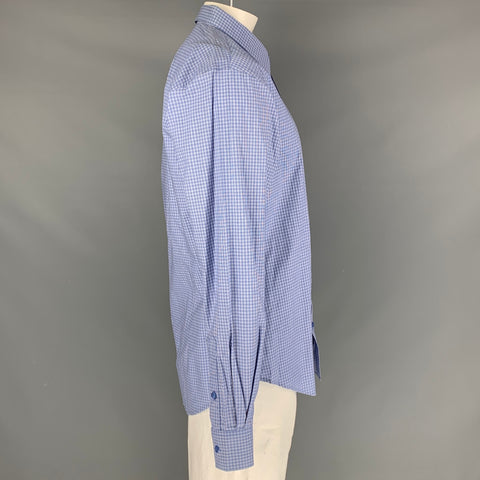 SERGIO DAVILA Size XXL Blue Plaid Cotton Button Up Long Sleeve Shirt
