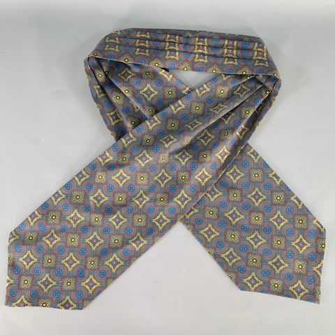 TURNBULL & ASSER Purple Blue Abstract Floral Silk Ascot