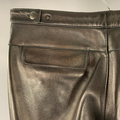 NEIL BARRETT Size 31 Black Metallic Leather Dress Pants