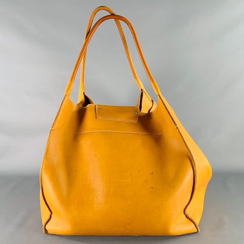 CELINE Fall 2017 Cabas Phantom Yellow Mustard Leather Oversized Tote Handbag