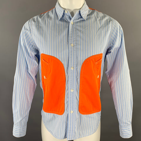 COMME des GARCONS HOMME Size S Blue Orange White Patchwork Long Sleeve Shirt
