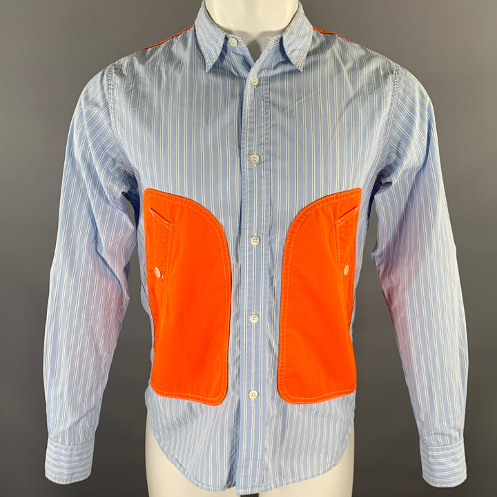 COMME des GARCONS HOMME Size S Blue Orange White Patchwork Long Sleeve Shirt
