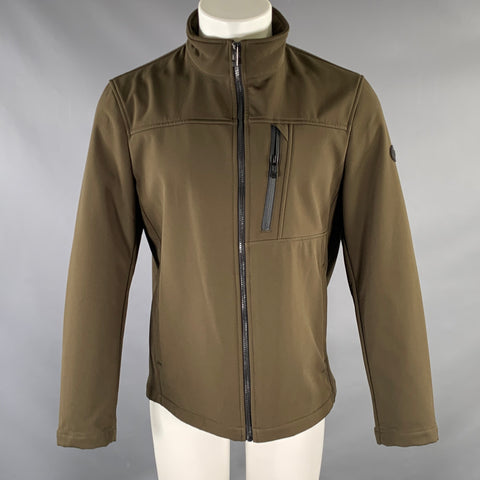CALVIN KLEIN Size M Olive Polyester Spandex Zip Up Jacket