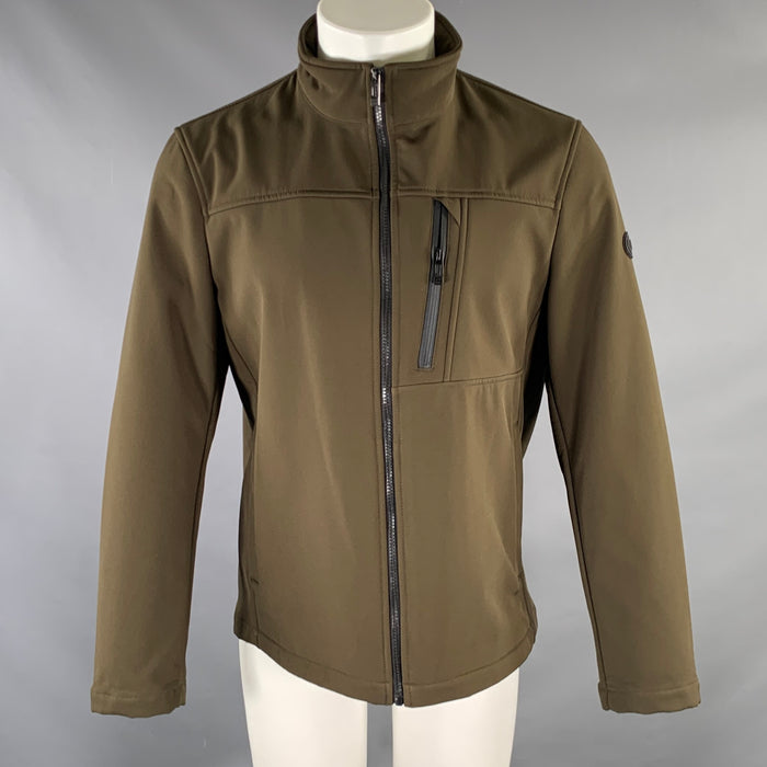 CALVIN KLEIN Size M Olive Polyester Spandex Zip Up Jacket