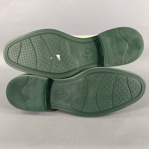DONALD J PLINER Size 10.5 Cream Green Woven Canvas Slip On Sneakers