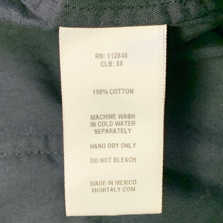 MONITALY Size XL Black Stripe Cotton Guayabera Short Sleeve Shirt