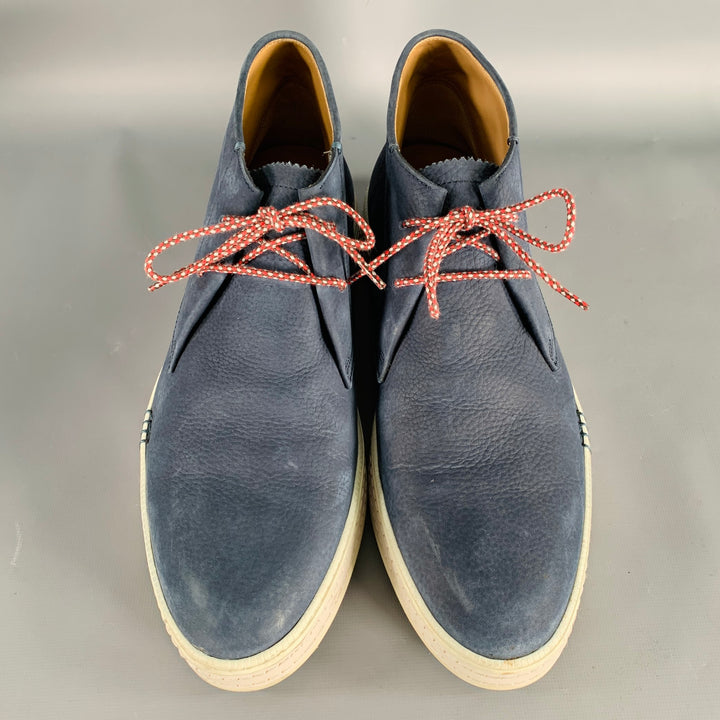 BERLUTI Size 10.5 Blue Suede Ankle Chukka Boots