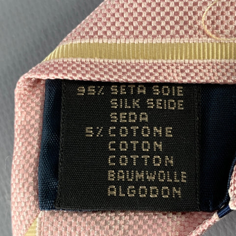 ERMENEGILDO ZEGNA Pink Navy Cream Diagonal Stripe Silk Cotton Tie