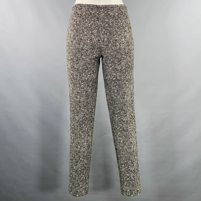 MICHAEL KORS COLLECTION Size 0 Black White Wool Tweed Side Zipper Dress Pants