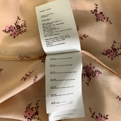 MIU MIU Size 2 Peach Pink Silk Floral Dagger Shirt