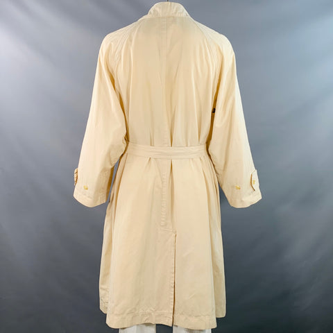 MATSUDA Vintage Size XXL Beige Herringbone Cotton Hidden Buttons Belted Coat