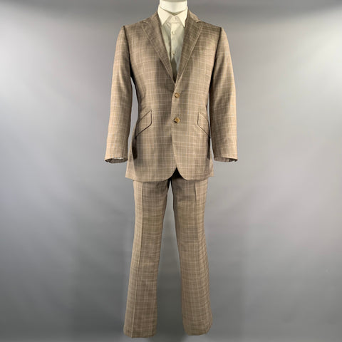 DUNCAN QUINN Chest Size 40 Brown light brown & purple Tartan Wool 32 31 Suit