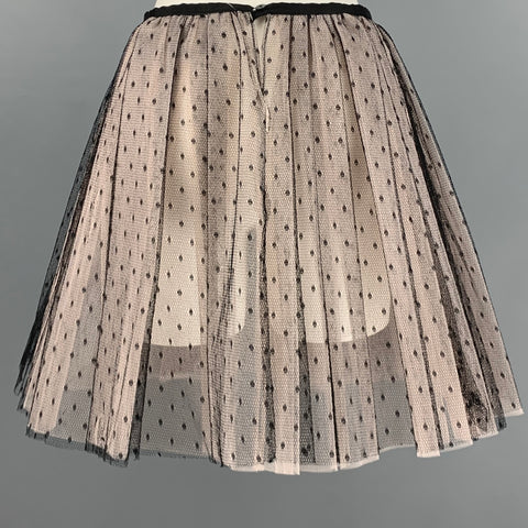 RED VALENTINO Taille 4 Jupe plissée à pois noirs nus