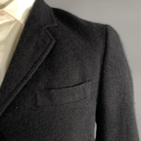 KIMINORI MORISHITA Chest Size 42 Black Textured Angora Blend Sport Coat