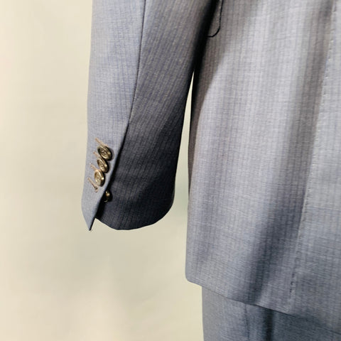 CANALI Size 42 Blue Grey Stripe Wool Single Breasted Notch Lapel Suit