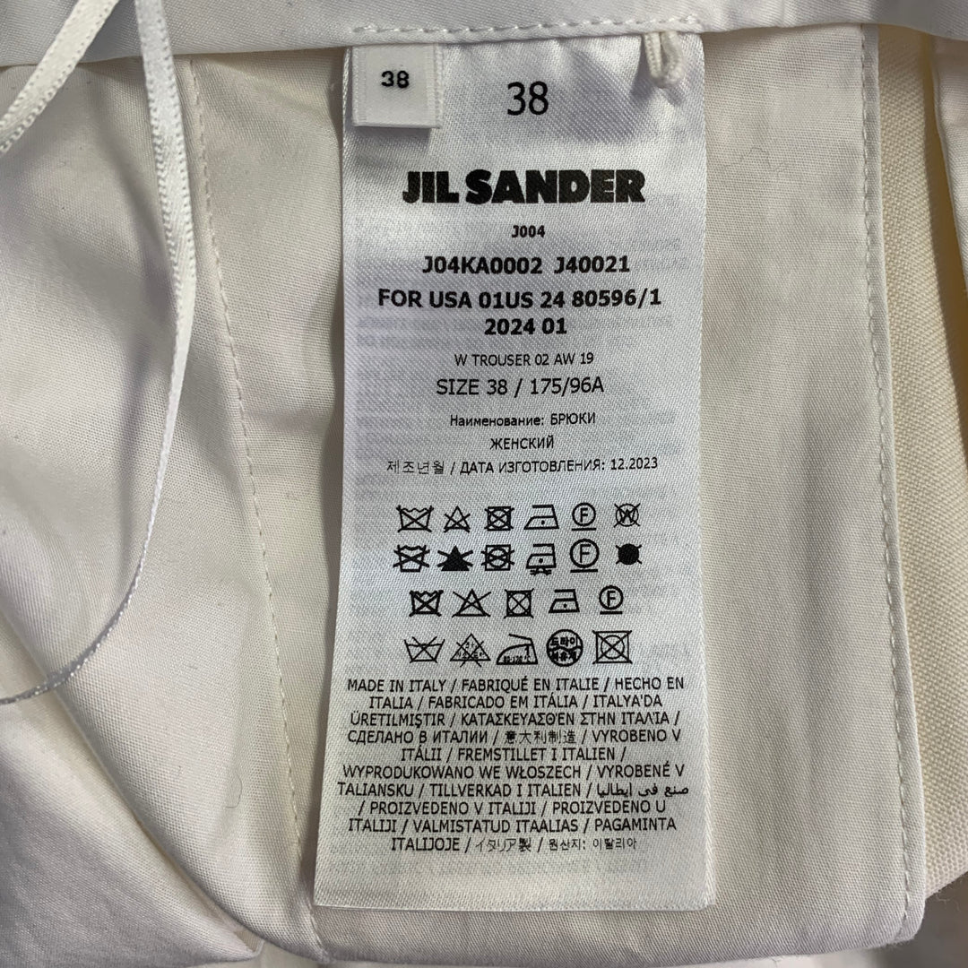 JIL SANDER Size 8 Cream Wool Flat Front Dress Pants