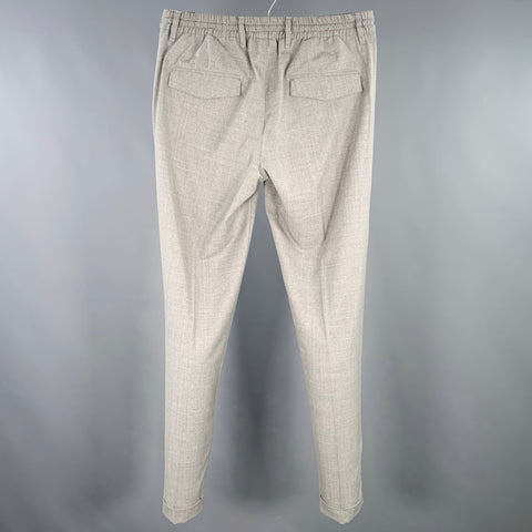 ELEVENTY Size 31 Grey Wool Blend Drawstring Pleated Casual Pants