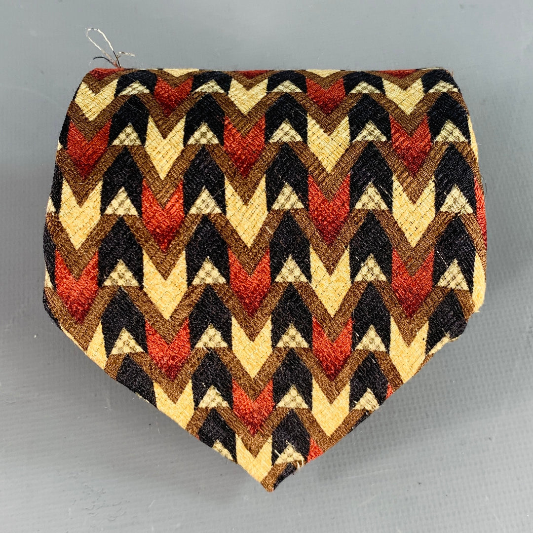 ERMENEGILDO ZEGNA Black Multi Color Abstract Silk Tie