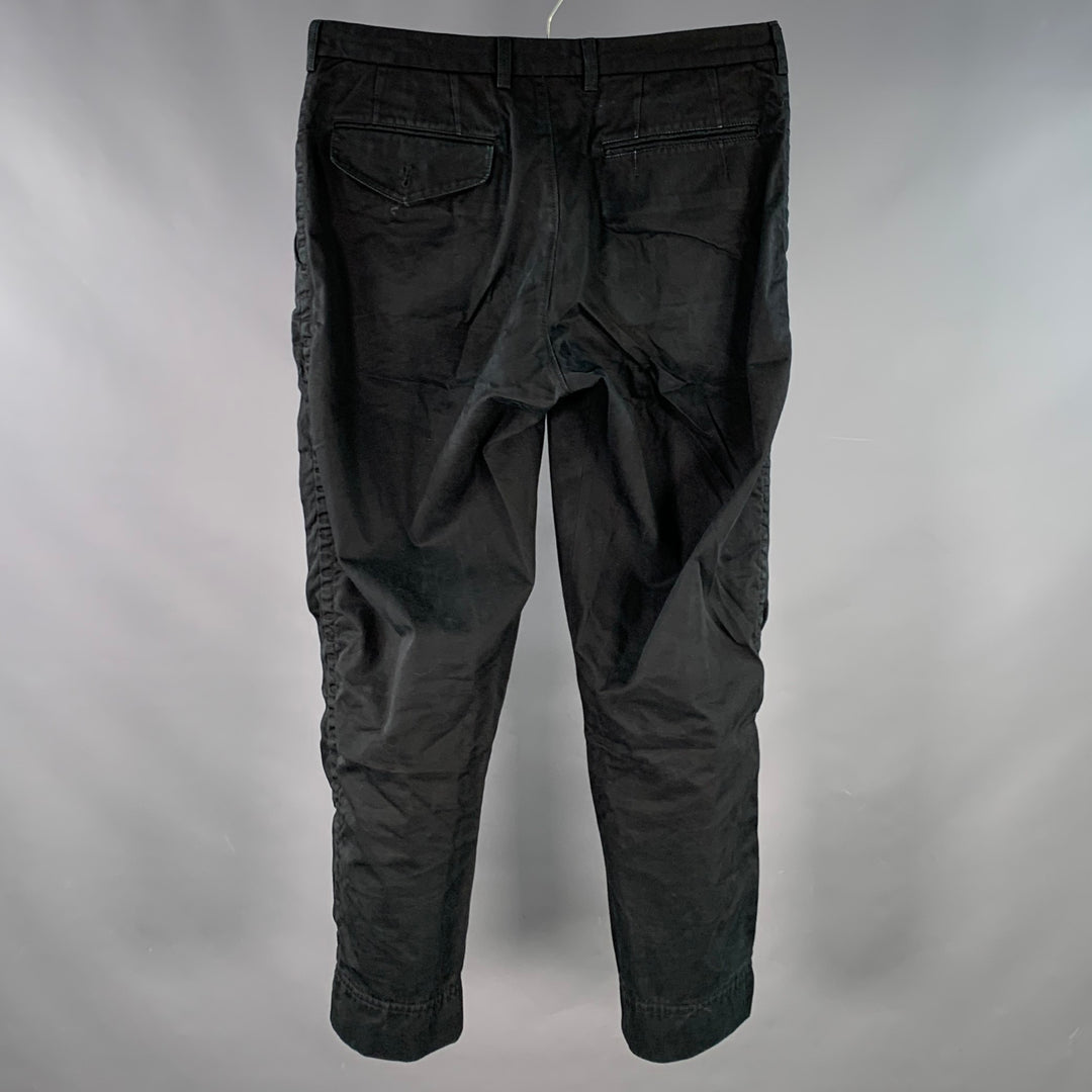 KOLOR Size M Black Cotton Twill Pleated Tapered Casual Pants