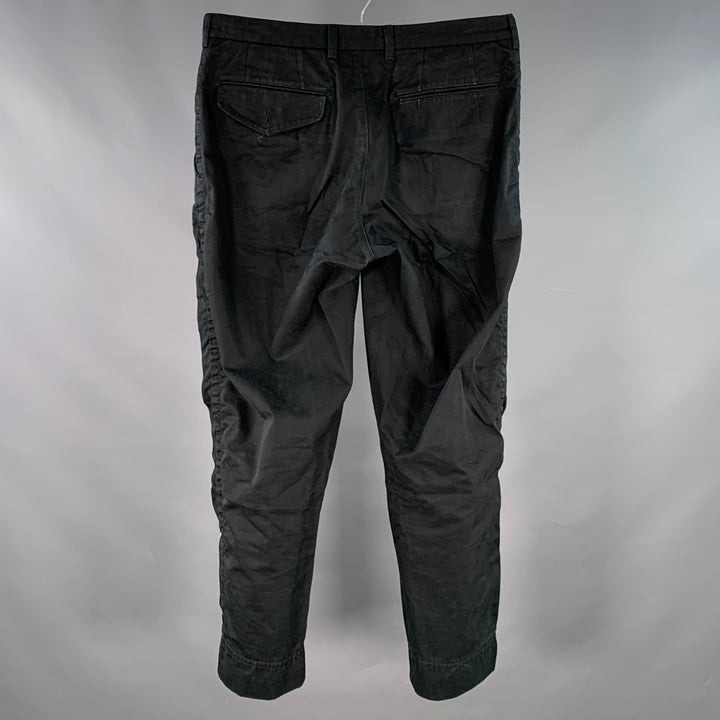 KOLOR Size M Black Cotton Twill Pleated Tapered Casual Pants