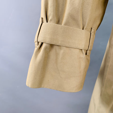 BURBERRYS Size 44 Khaki Cotton Double Breasted Belted Coat
