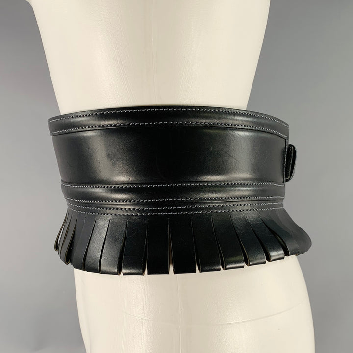 ALAIA Size 27 Black Fringe Leather Belt