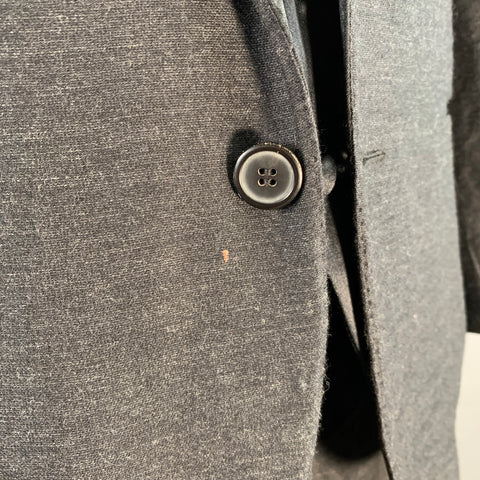 LANVIN Size 44 Regular Black Silk Cashmere Blend Peak Lapel Suit