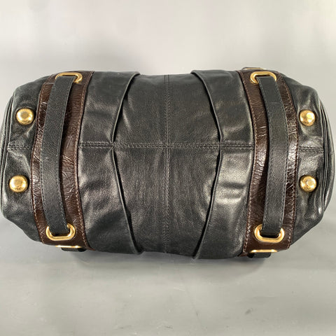MARC JACOBS Black Brown Leather Satchel top Handles Handbag