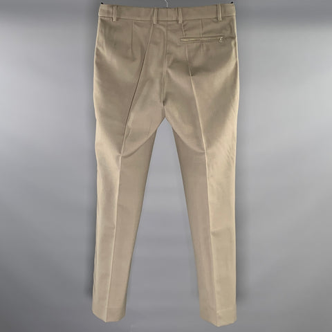 DRIES VAN NOTEN Size 34 Grey Cream Pleated Wool Polyester Cashmere Casual Pants