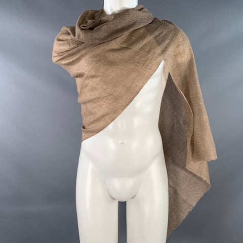 VINTAGE Brown Woven Fringe Scarf Shawl