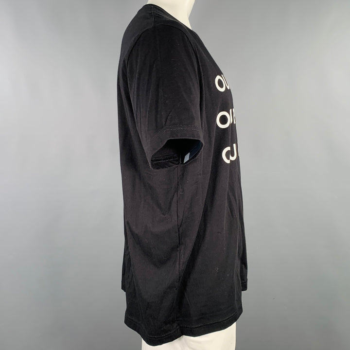 PRABAL GURUNG Size XXL Black White Cotton Short Sleeve T-shirt