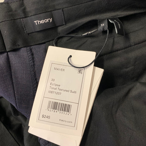 THEORY Size 42 Navy Heather Wool Blend Notch Lapel Suit