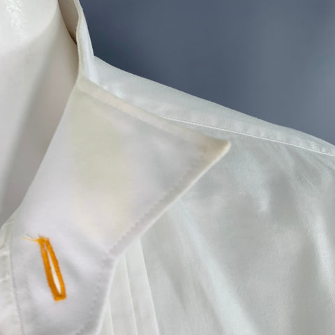 TAILOR STORE Size XXL White Pleated Cotton Tuxedo Long Sleeve Shirt