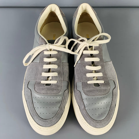 COMMON PROJECTS Size 8 Grey White Leather Suede Low Rise Sneakers