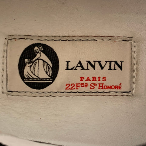 LANVIN Size 9 Black White Leather Graffiti Cap Toe Sneakers