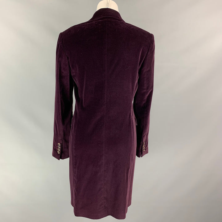 PIAZZA SEMPIONE Size 8 Purple Cotton Blend Notch Lapel Coat