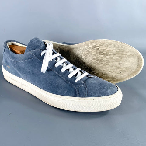 COMMON PROJECTS Size 11 Steel Blue Suede Lace-Up Sneakers