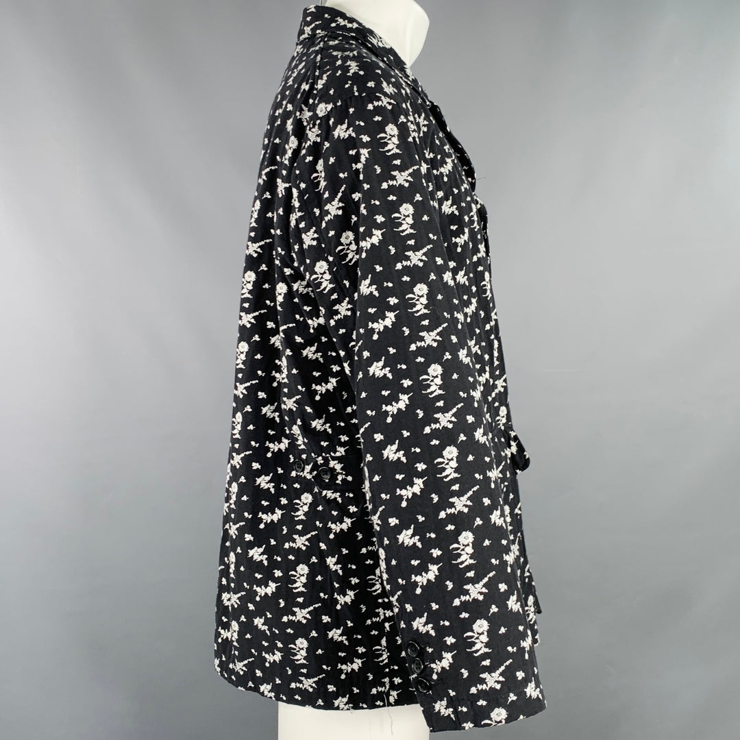 ENGINEERED GARMENTS Size M Black White Cotton Blend Floral Jacket
