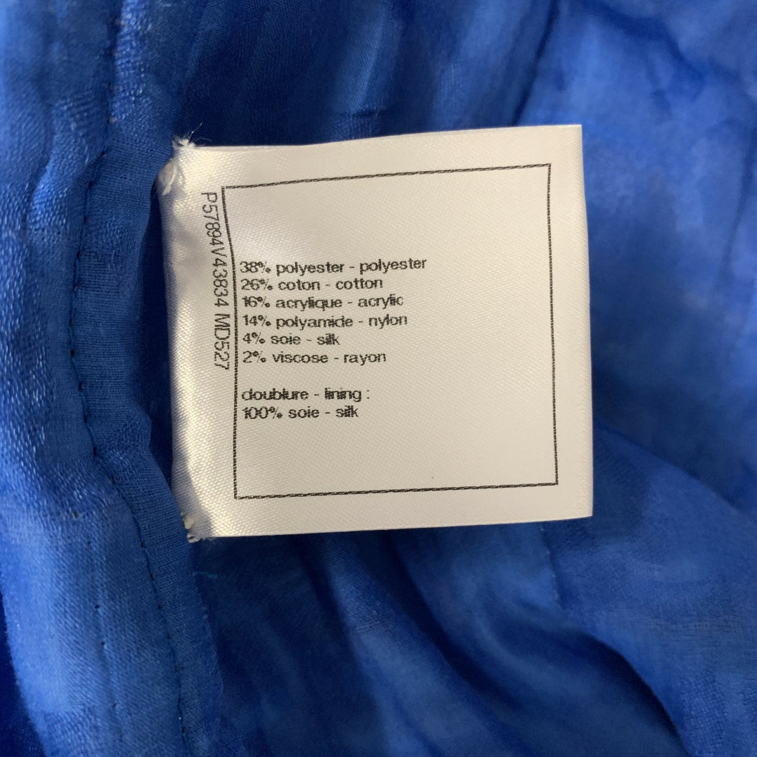 CHANEL Size 6 Blue Light Blue Cotton Blend Stripe Jacket
