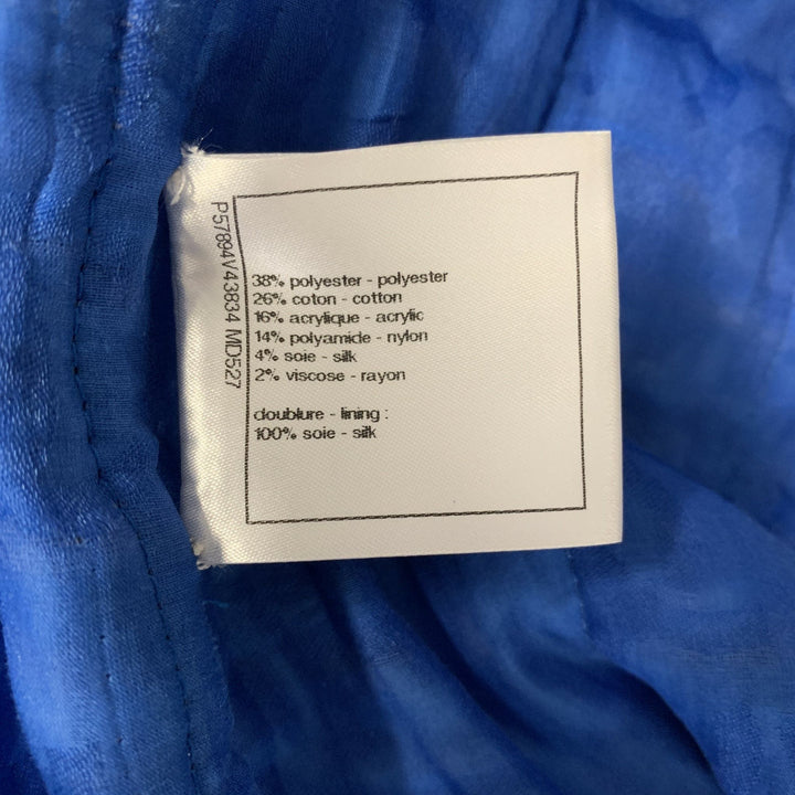 CHANEL Size 6 Blue Light Blue Cotton Blend Stripe Jacket