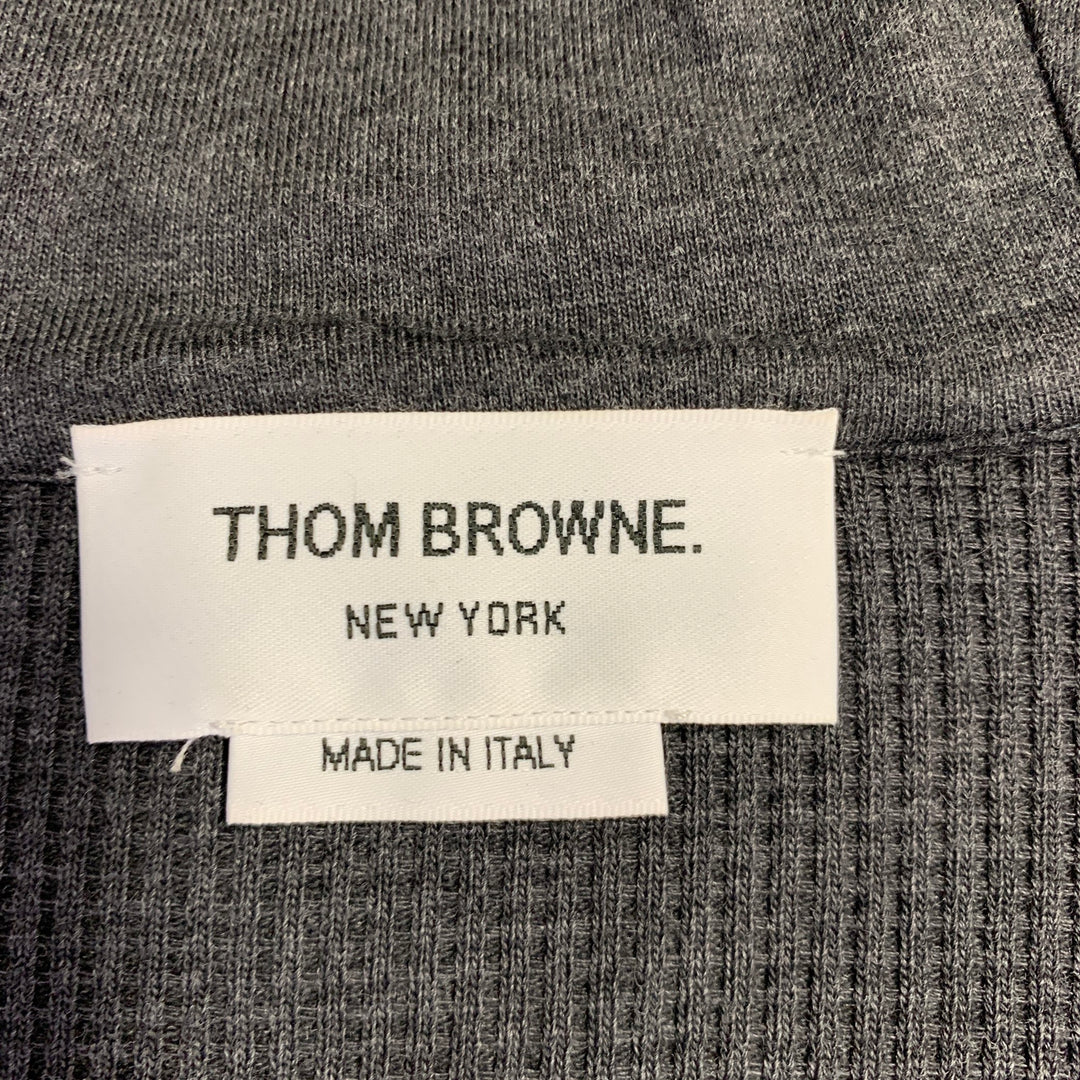 THOM BROWNE Size XXL Grey Charcoal Waffle Knit Cotton Jacket – Sui