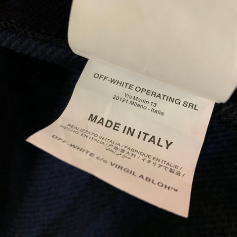 OFF WHITE SS2019 Size XS Blue Black Plaid Cotton Blend Button Up Long Sleeve Shirt