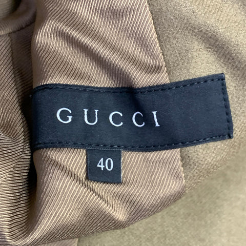 GUCCI Size 4 Tan Gold Wool Cashmere Blend Twill Safari Jacket Blazer